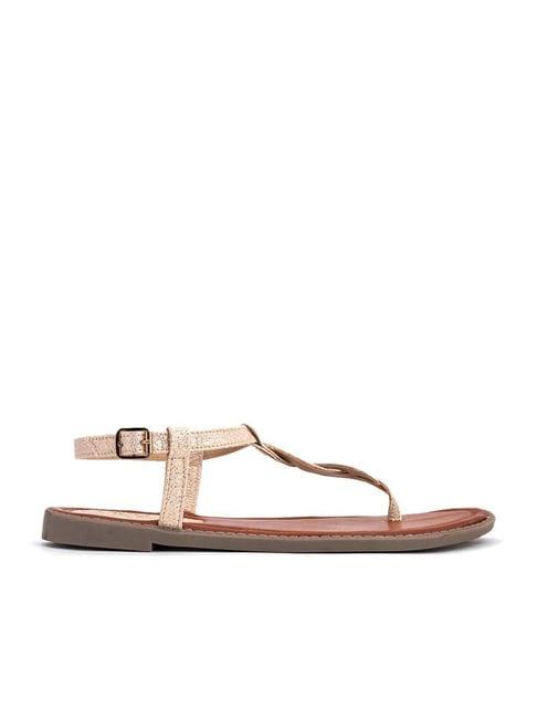 cleo by khadim's women's gold back strap sandals