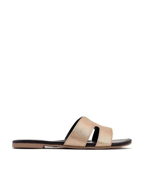 cleo by khadim's women's gold casual sandals