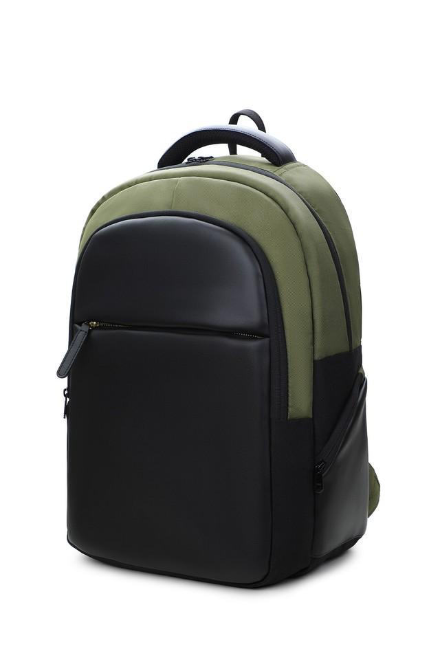 cleo green pu zipper closure unisex backpack