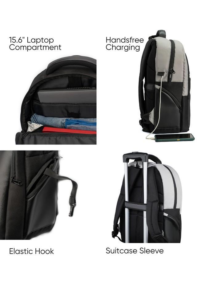 cleo grey pu zipper closure unisex backpack