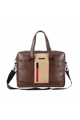 clever pu zipper closure casual laptop bag - brown