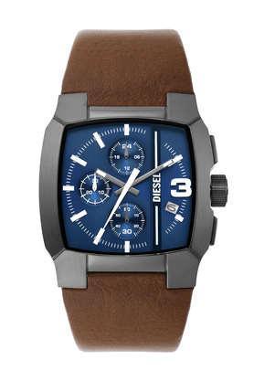 cliffhanger 40 mm blue dial leather chronograph watch for men - dz4641