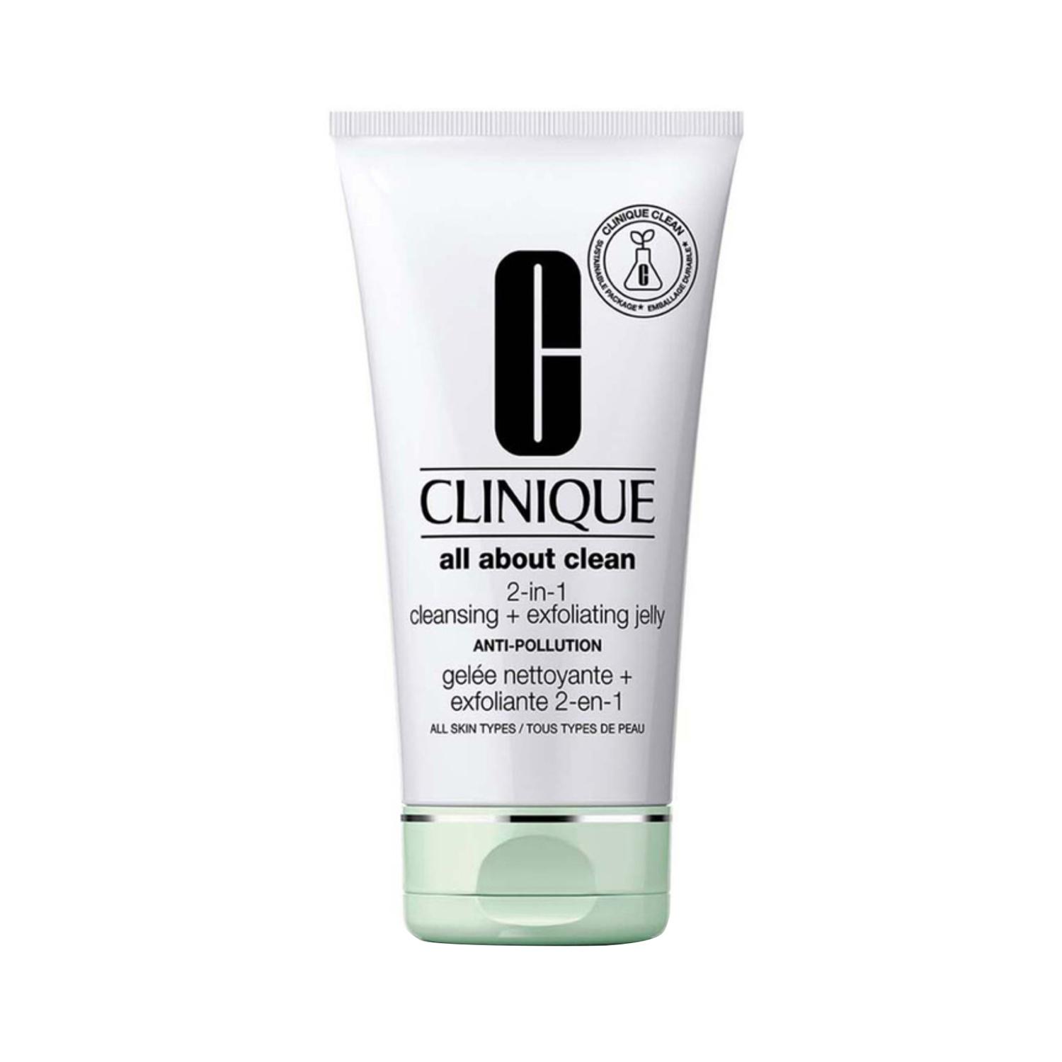 clinique all about clean anti-pollution 2-in-1 cleansing + exfoliating jelly (150ml)