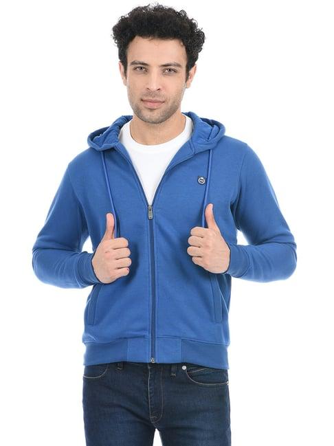 cloak & decker by monte carlo blue regular fit hooded sweatshirt