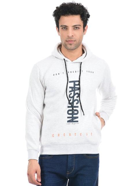 cloak & decker by monte carlo ecru regular fit hooded sweatshirt