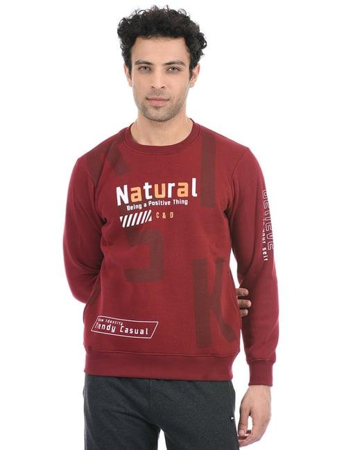 cloak & decker by monte carlo maroon regular fit sweatshirt