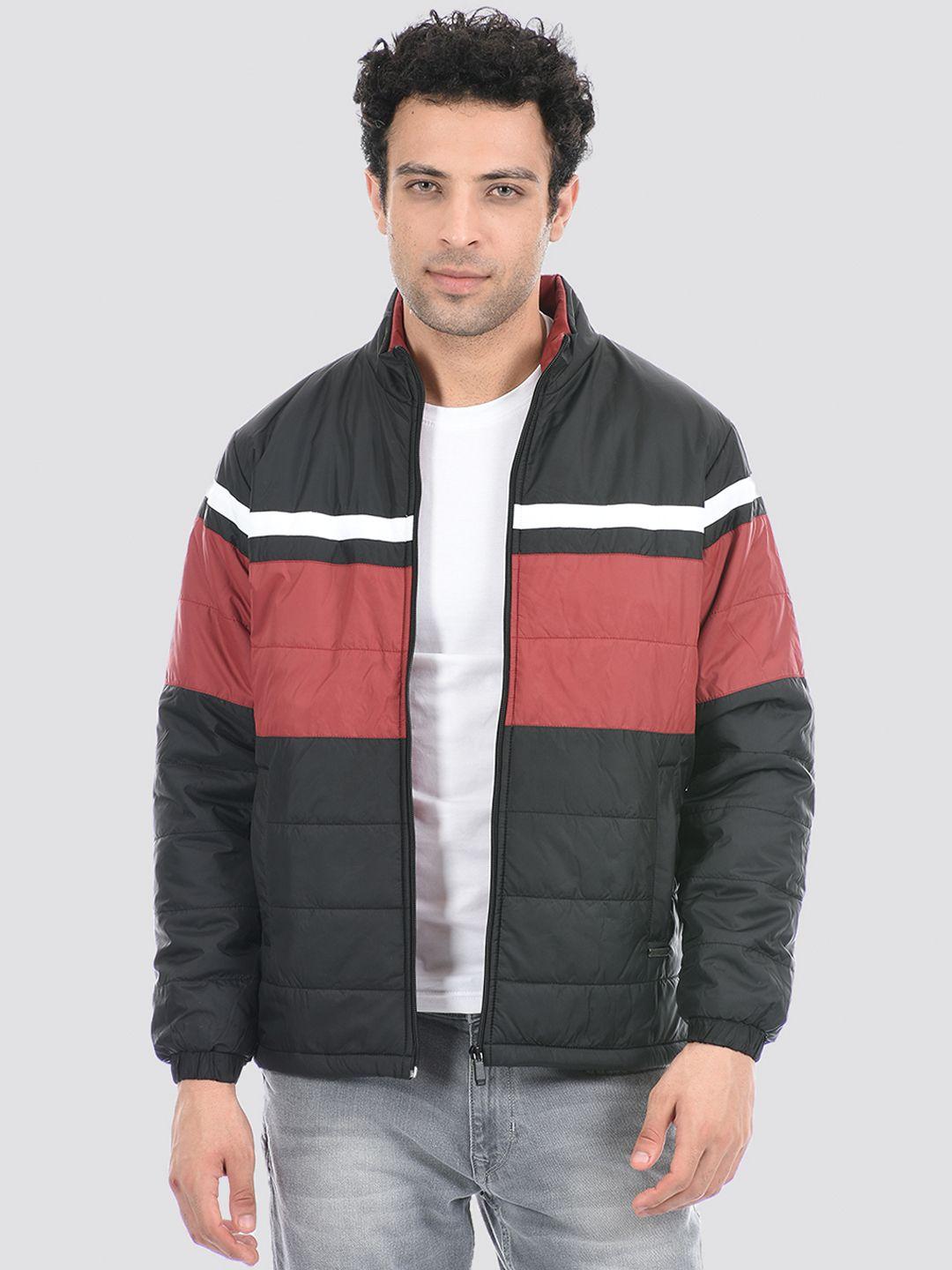 cloak & decker by monte carlo men black coral colourblocked puffer jacket