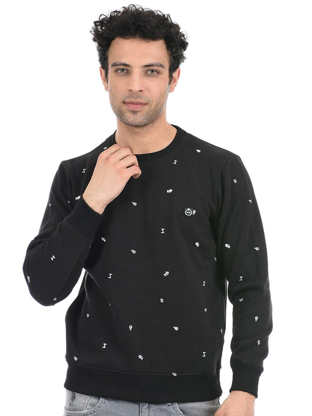 cloak & decker by monte carlo men black printed cotton sweatshirt
