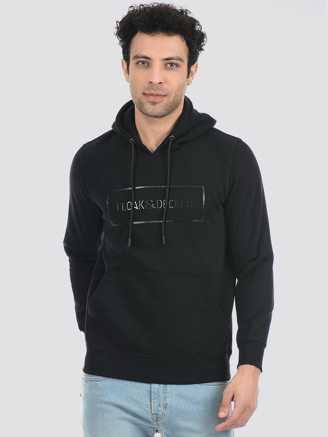 cloak & decker by monte carlo men black printed hooded cotton sweatshirt