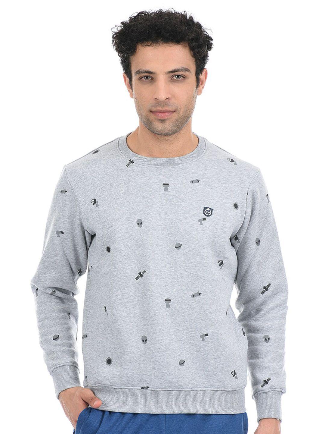 cloak & decker by monte carlo men grey printed cotton sweatshirt