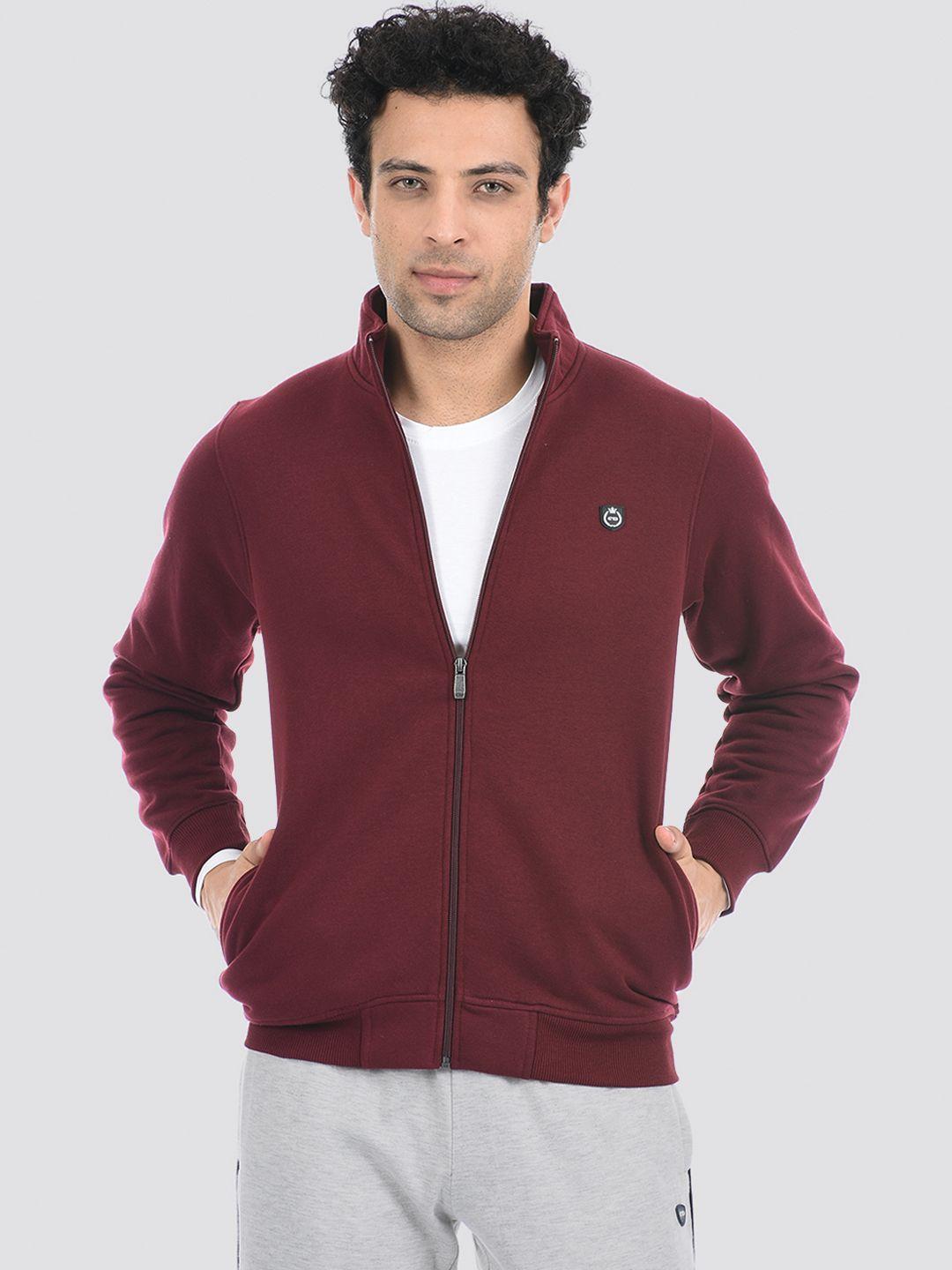 cloak & decker by monte carlo men maroon cotton solid sweatshirt