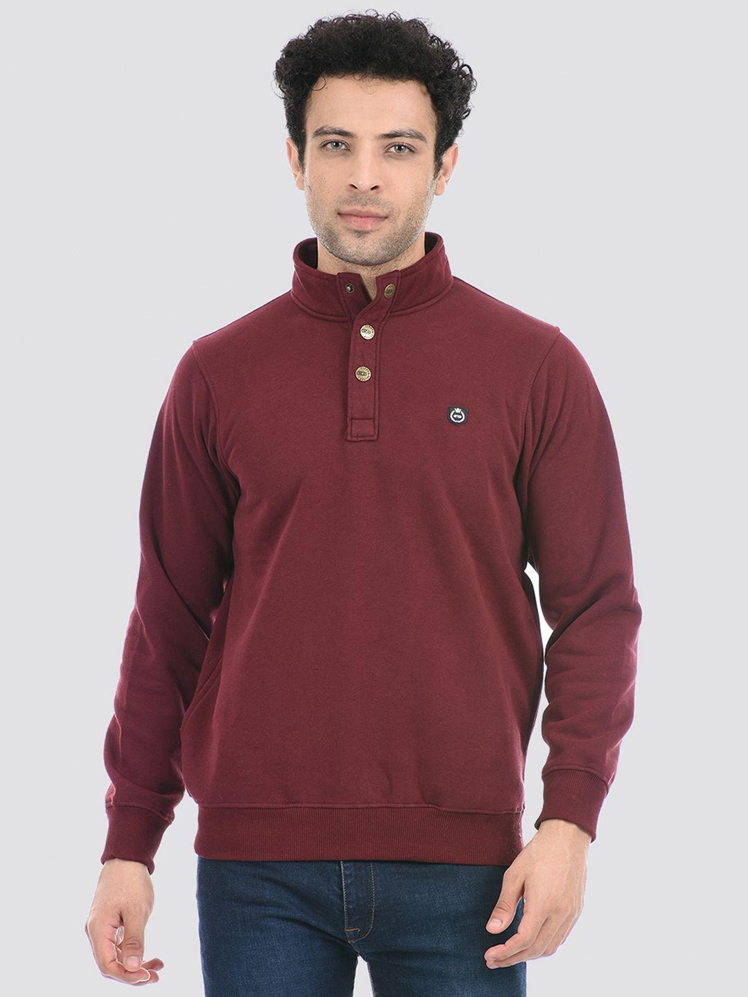 cloak & decker by monte carlo men maroon cotton sweatshirt