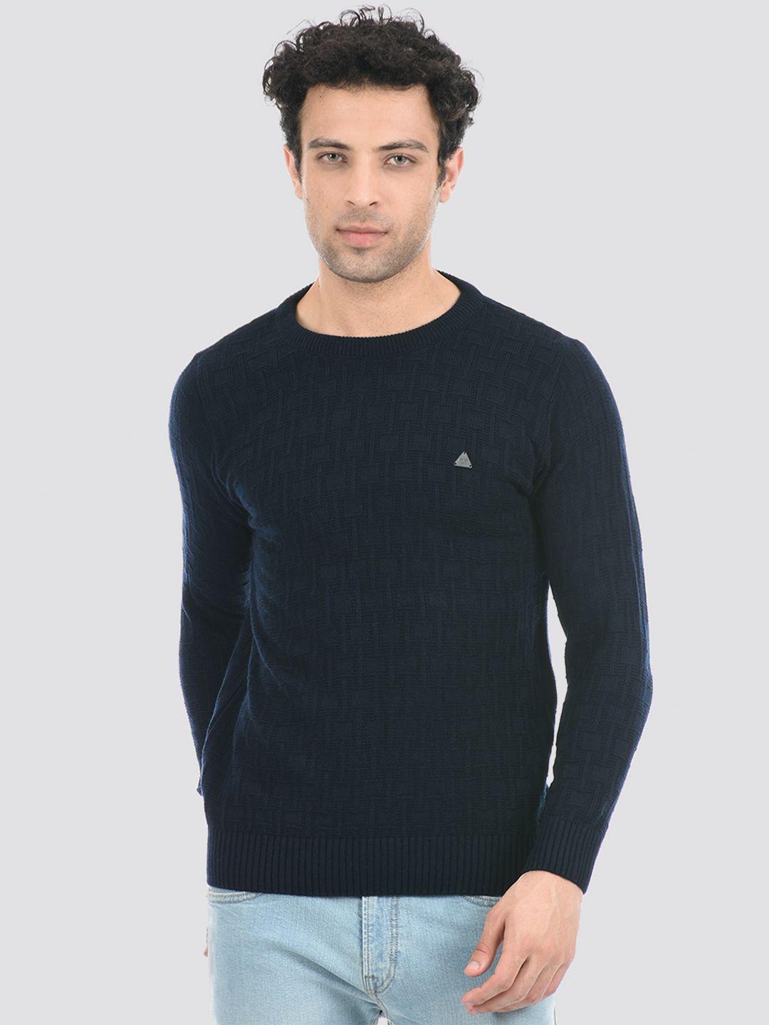 cloak & decker by monte carlo men navy blue cable knit acrylic pullover sweater