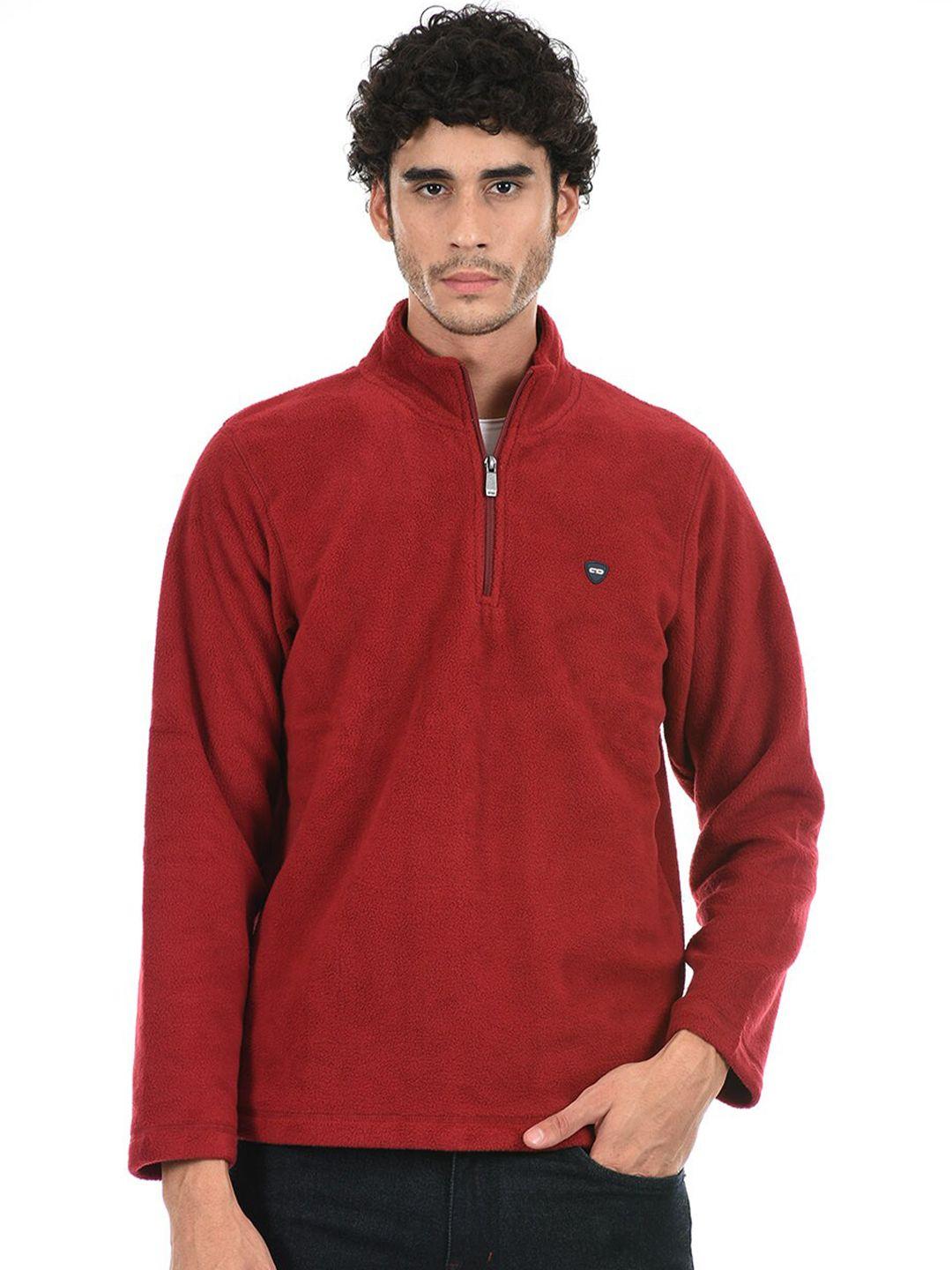 cloak & decker by monte carlo men solid maroon sweatshirt