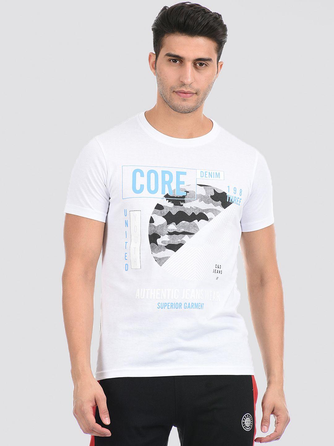 cloak & decker by monte carlo men white printed t-shirt