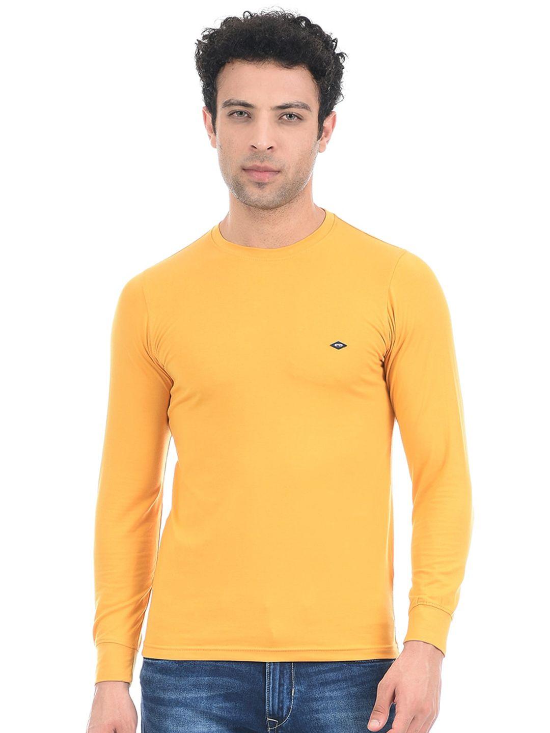 cloak & decker by monte carlo men yellow cotton t-shirt