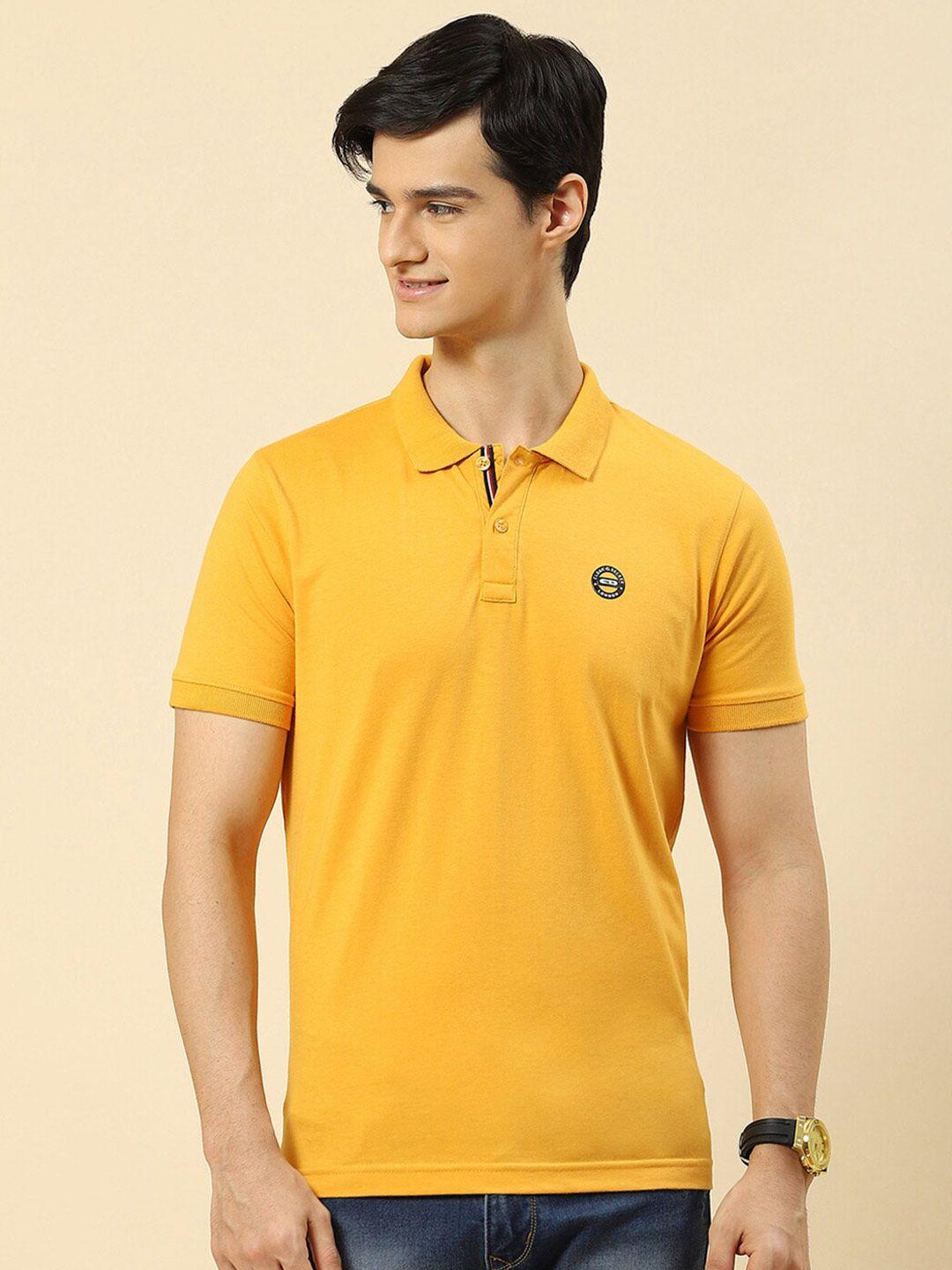 cloak & decker by monte carlo men yellow polo collar applique t-shirt