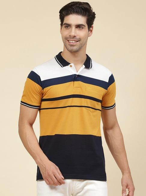 cloak & decker by monte carlo multicolor regular fit striped polo t-shirt