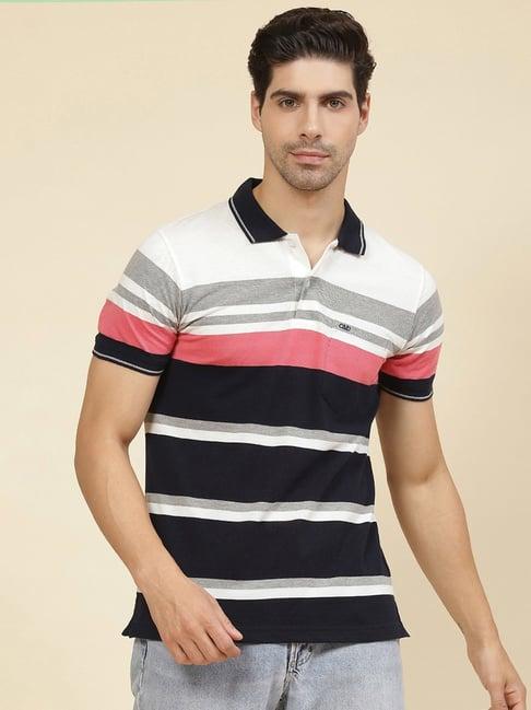 cloak & decker by monte carlo multicolor regular fit striped polo t-shirt
