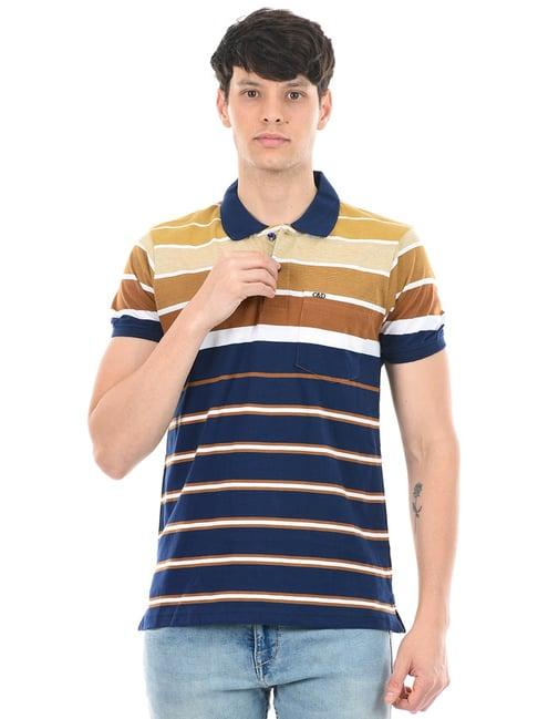 cloak & decker by monte carlo multicolor regular fit striped polo t-shirt