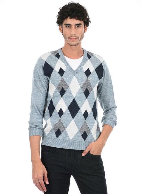 cloak & decker by monte carlo sky blue argyle sweater