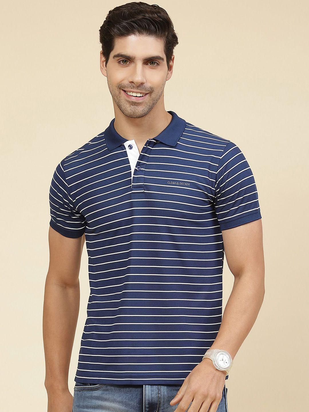 cloak & decker by monte carlo striped polo collar cotton t-shirt