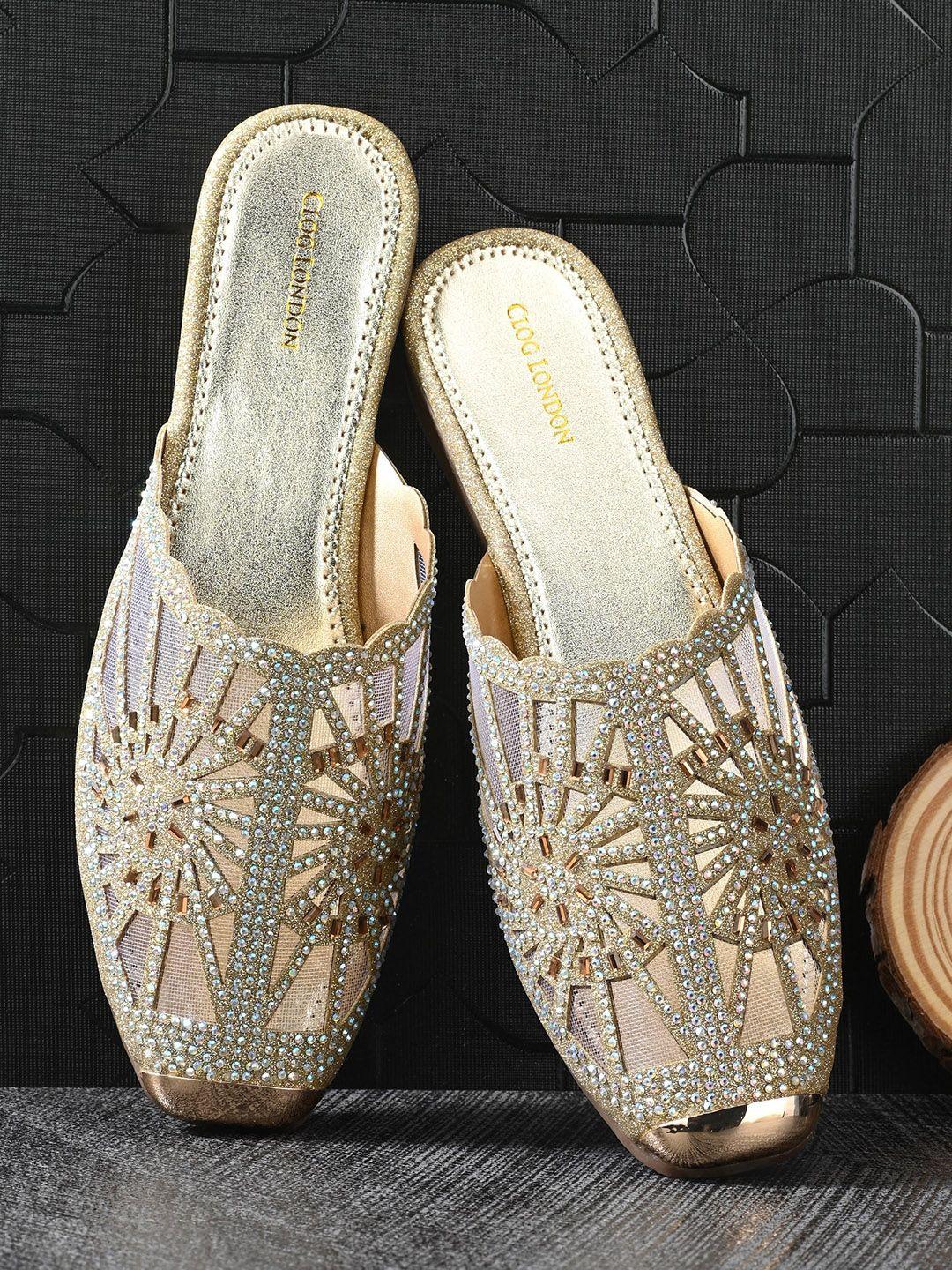 clog london embellished ethnic wedge mules heels