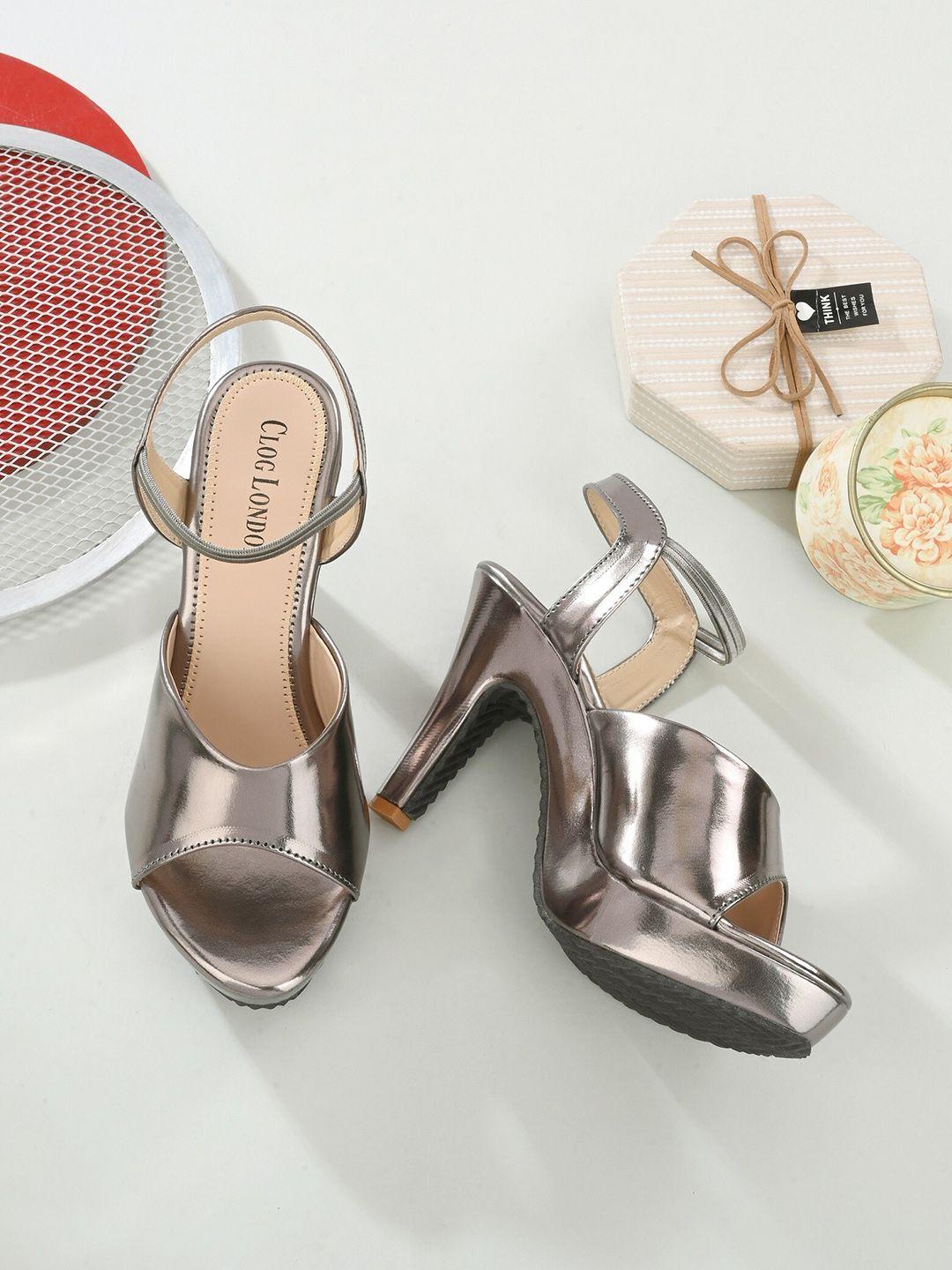 clog london grey stiletto heels