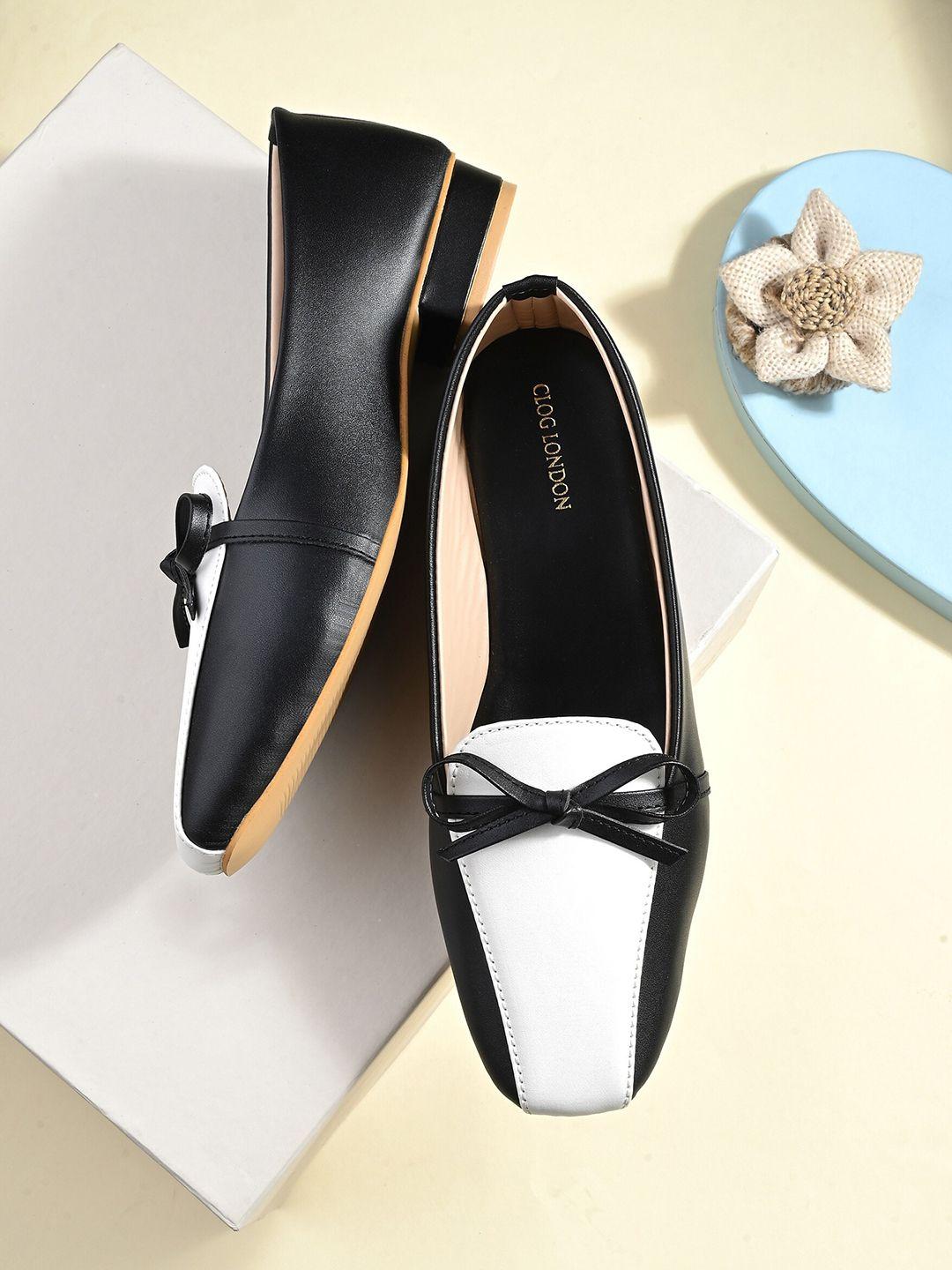 clog london women colourblocked bow detail loafers