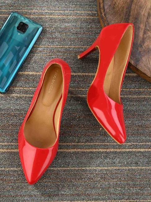 clog london women's red stiletto pumps