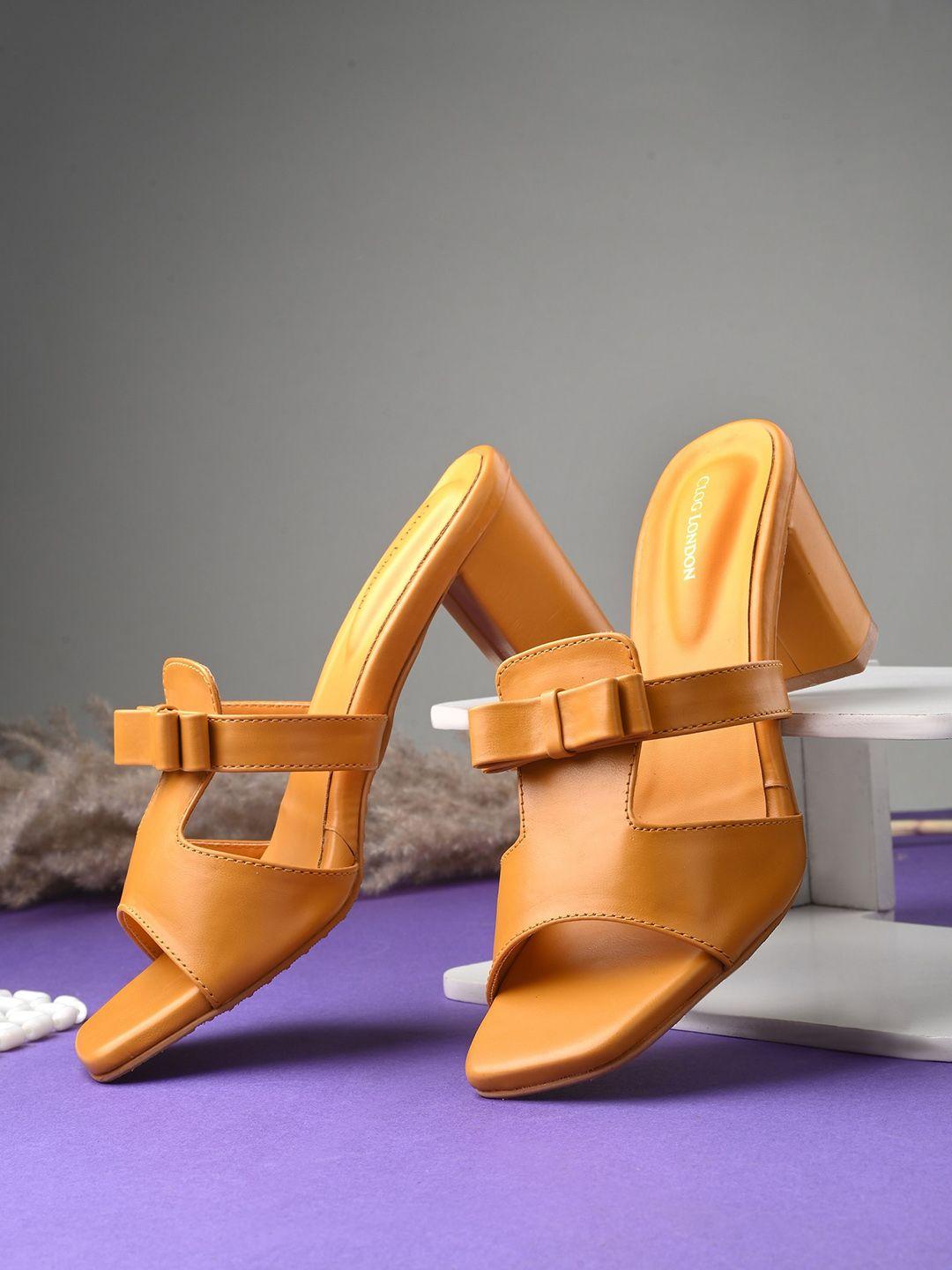 clog london bow detail block heels