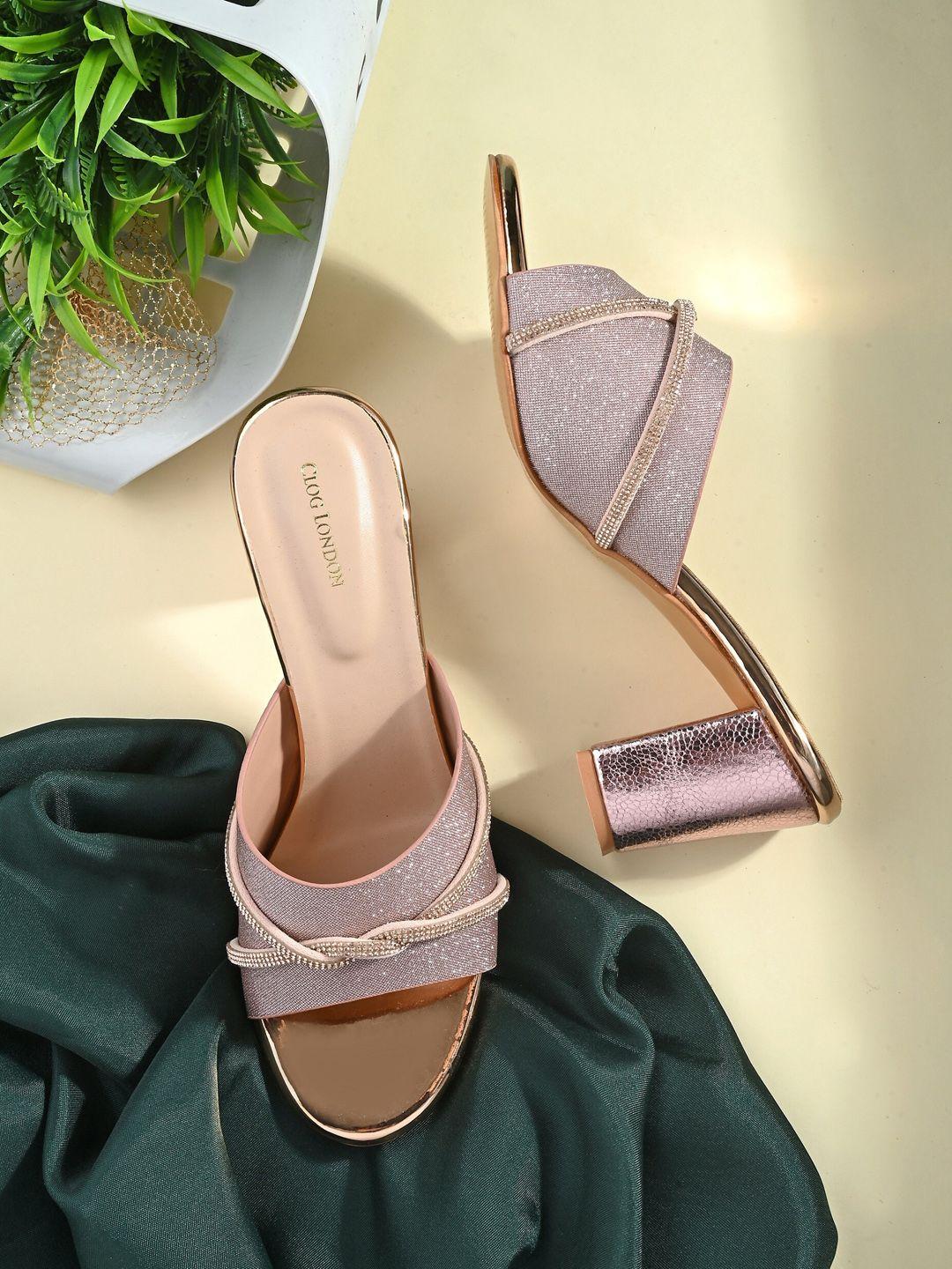 clog london copper-toned colourblocked wedge pumps