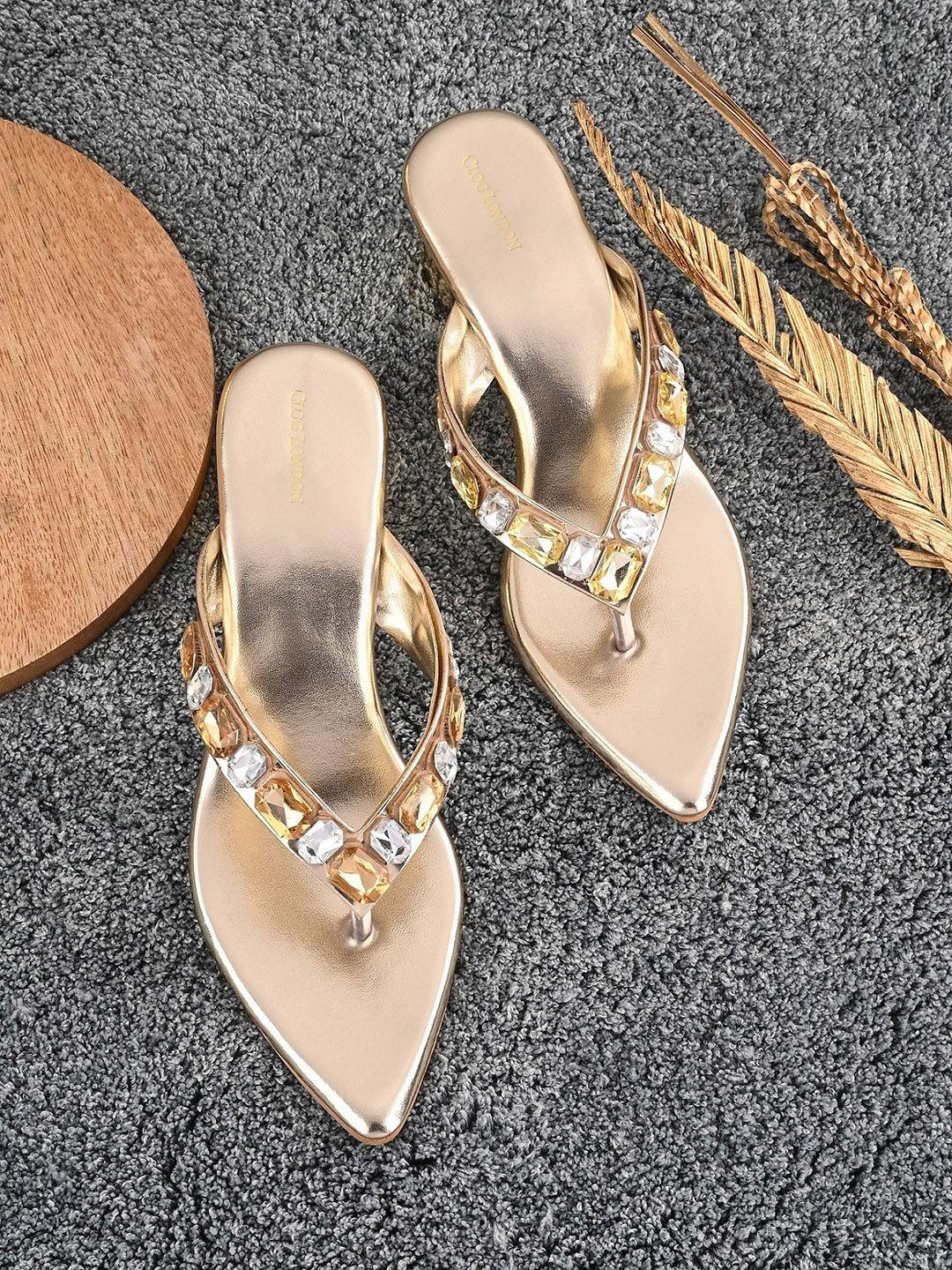 clog london copper-toned embellished wedge with