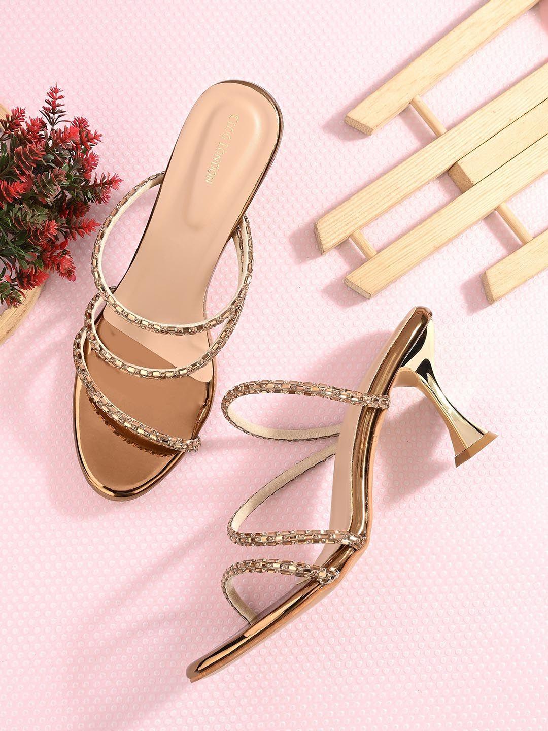 clog london copper-toned printed stiletto pumps