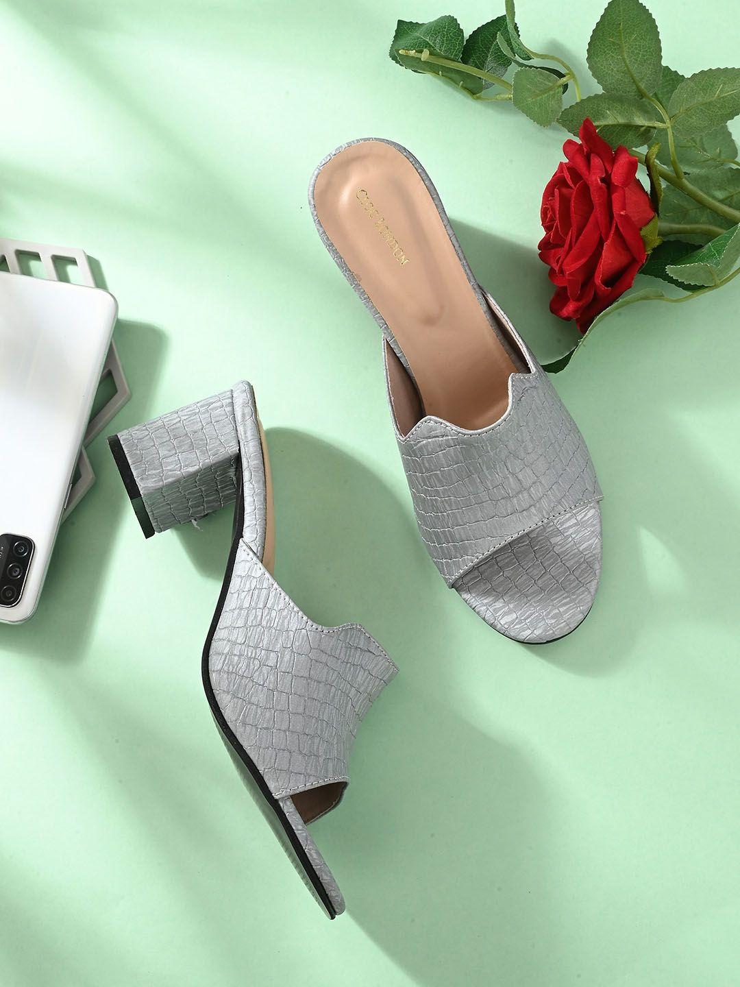 clog london grey printed stiletto pumps