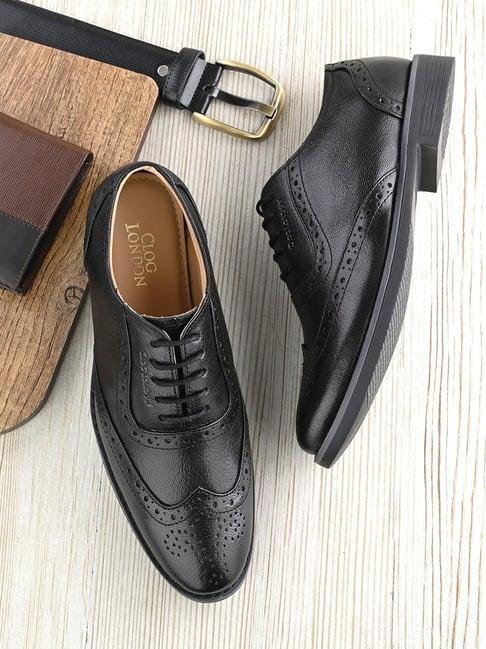 clog london men's black brogue shoes