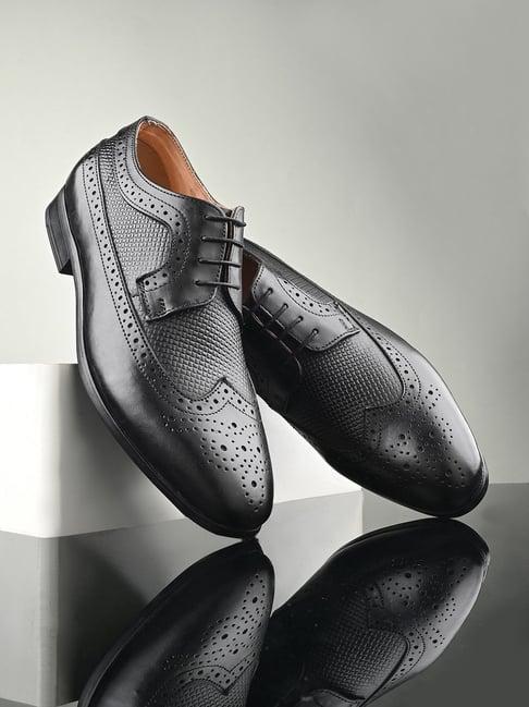 clog london men's black brogue shoes