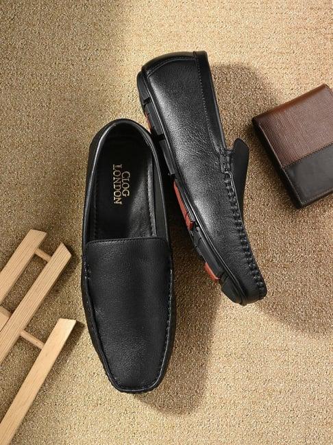 clog london men's black casual loafers