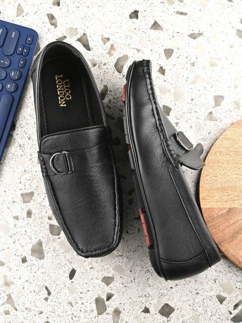 clog london men's black casual loafers