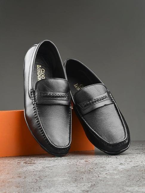 clog london men's black casual loafers