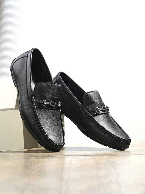 clog london men's black casual loafers