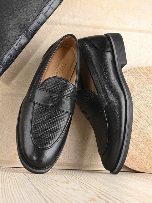 clog london men's black formal loafers