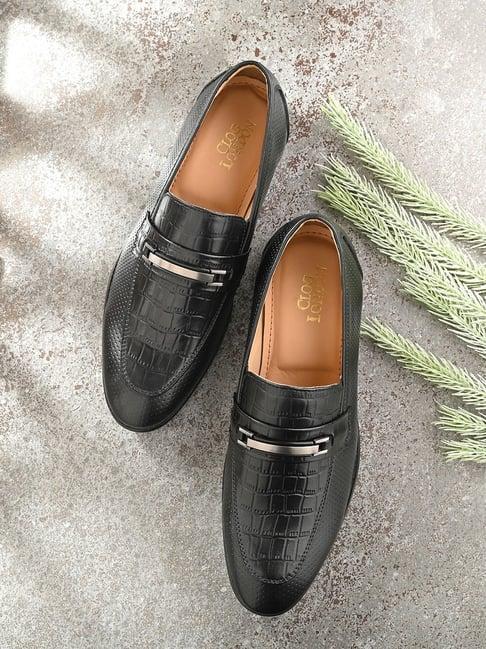 clog london men's black formal loafers