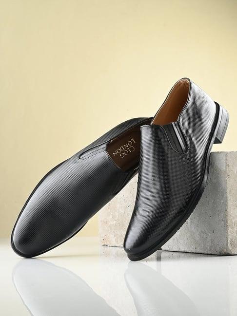 clog london men's black formal loafers