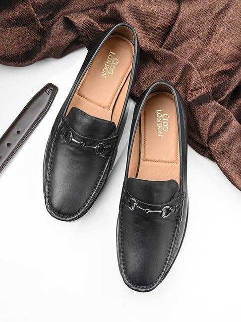 clog london men's black formal loafers