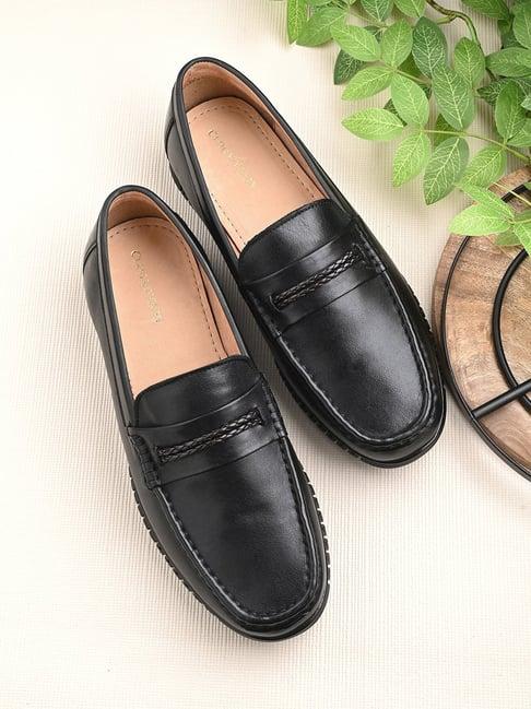 clog london men's black formal loafers