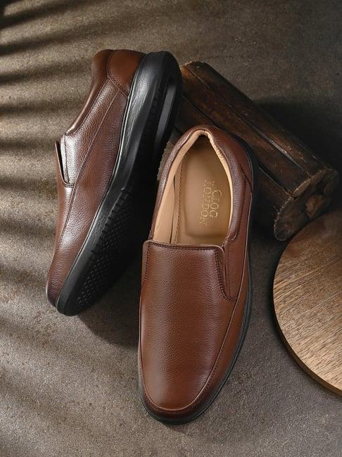 clog london men's brown formal loafers