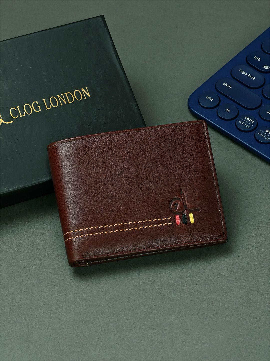 clog london men leather two fold wallet