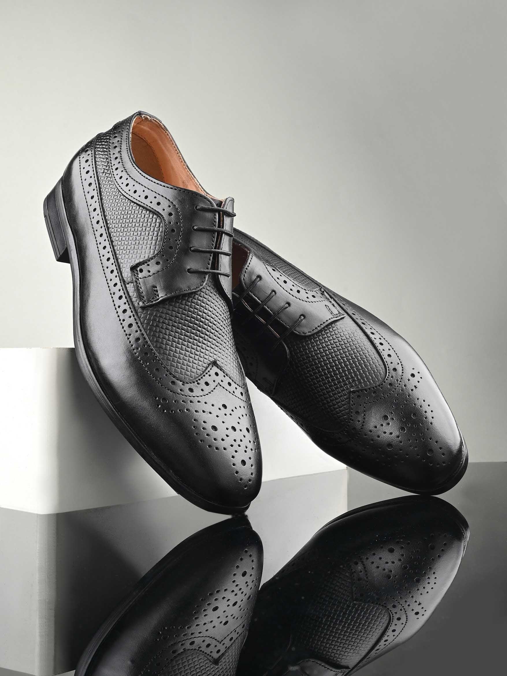 clog london men perforated leather formal brogues