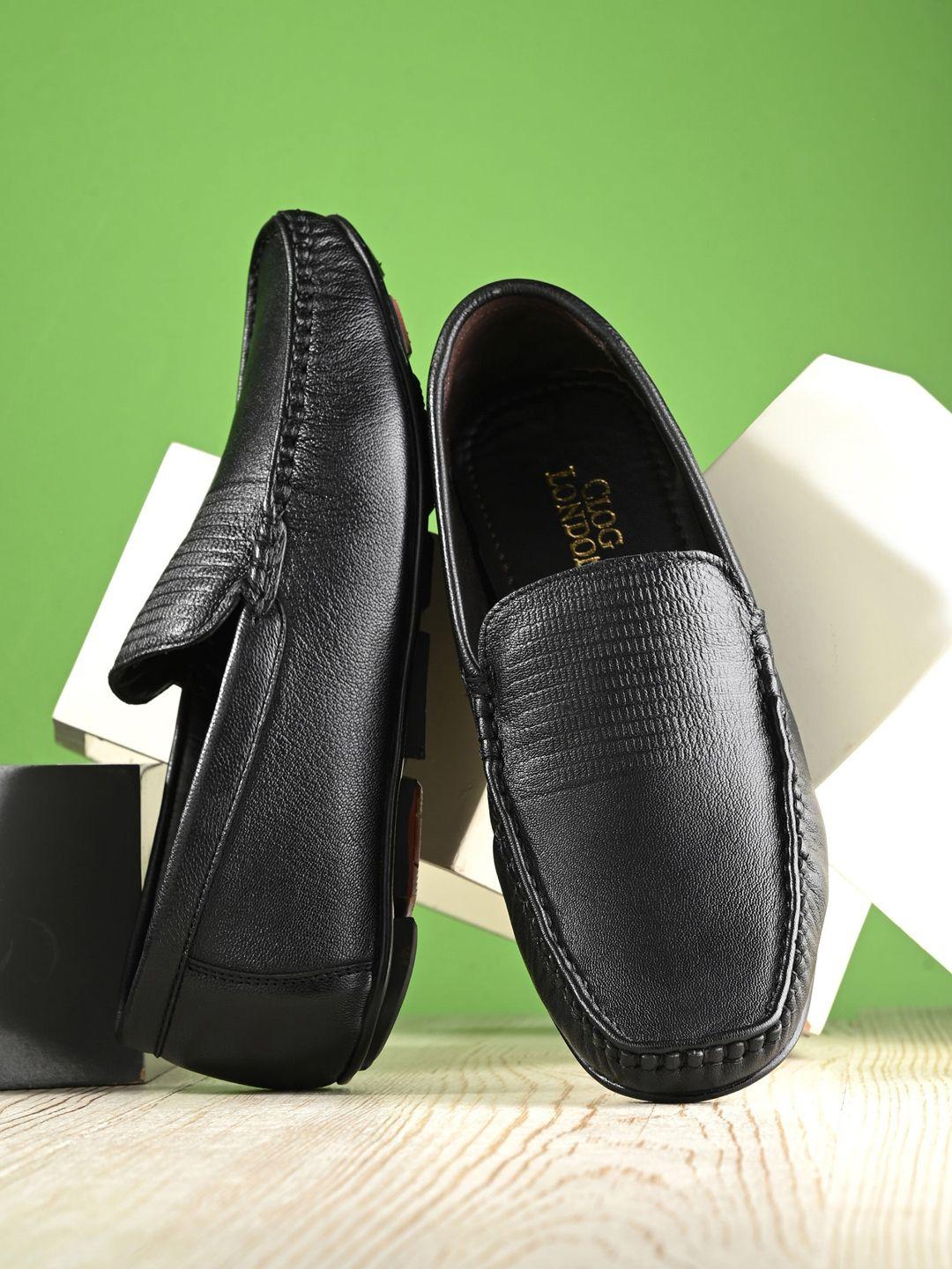 clog london men textured leather loafers